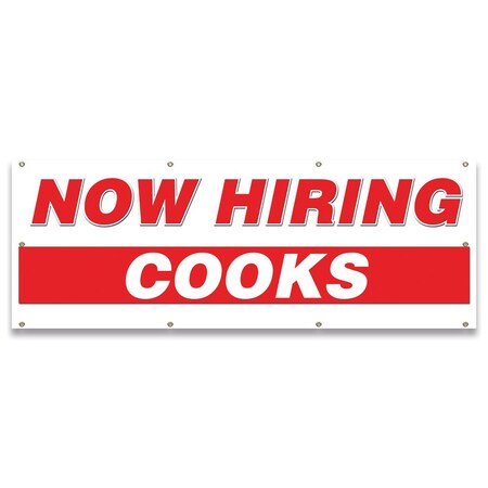 Signmission Now Hiring Cooks Banner Apply Inside Accepting Application Single Sided B-96-30222
